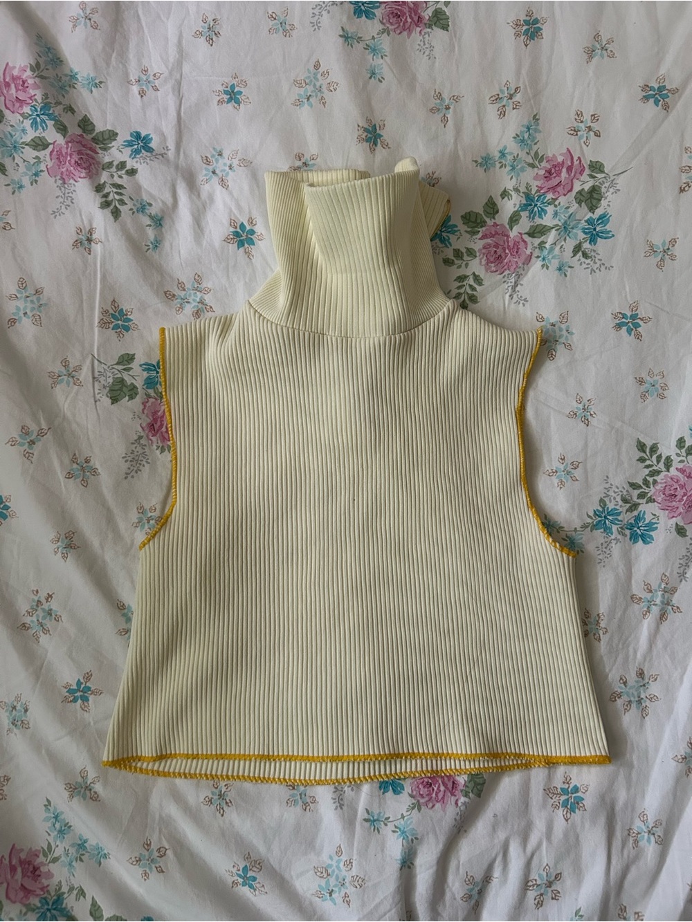 Yellow Ribbed Tank - Picture 2 of 4